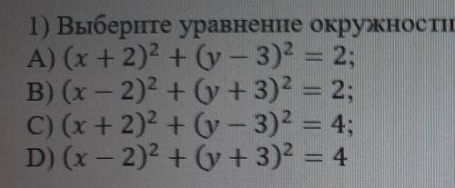 Выберите уравнение окружности, соответствующее рисунку:​