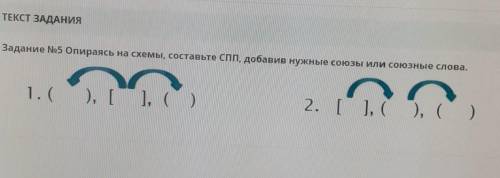 АНИЯЗадание №5 Опираясь на схемы, составьте СПП, добавив нужные союзы или союзные слова​