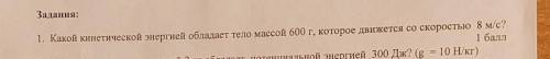 Какой кинетической энергией обладает тело массой 600 г которая движется со скоростью 8 м/с ,распишит