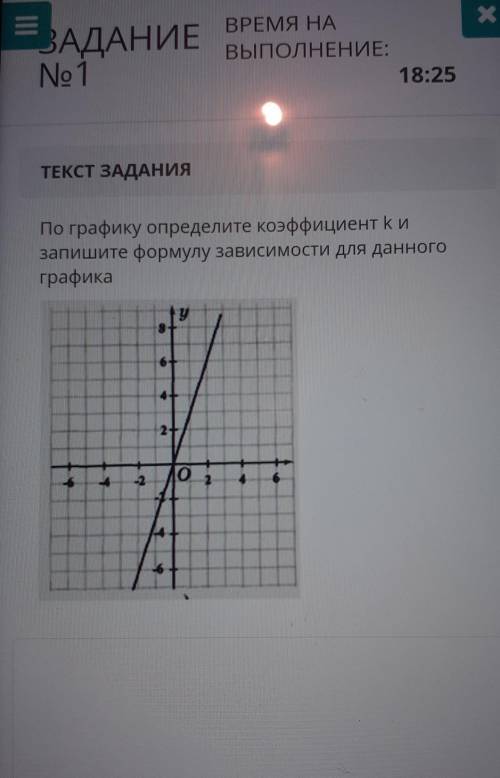 ЗАДАНИЕ No1 1ВРЕМЯ НАВЫПОЛНЕНИЕ:19:36ТЕКСТ ЗАДАНИЯПо графику определите коэффициент kИзапишите форму