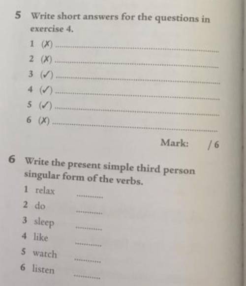 5 Write short answers for the questions inexercise 4.12 X3 )4 ins6 0​