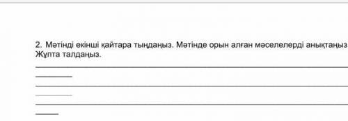 2. Мәтінді екінші қайтара тыңдаңыз. Мәтінде орын алған мәселелерді анықтаңыз.Жұпта талдаңыз.​