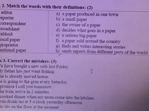 Task 2. Match the words with their definitions: (2) 1. an editora) a paper produced in one town2. a 