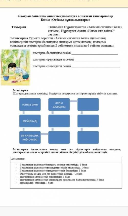 КОМЕКТЕСИНДЕРШИ, БЖБ КАЗАК ТИЛИ 5 КЛАСС 4 ТОКСАН ​