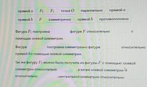 Фигура F1 построена фигуре F относительноо осевой симметрии.Фигурапостроена симметрично фигуреотноси