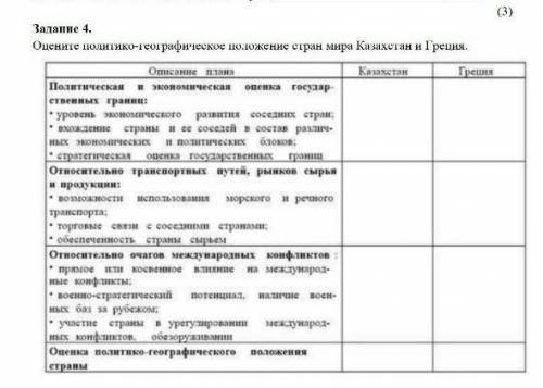 Оцените политико-географическое положение стран мира Казахстан и Греция.​