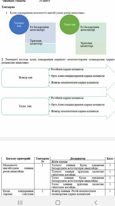 Томендеги кестеде казак хандарын коршилес мемлекетеримен халык карым катнасн аныктанз​