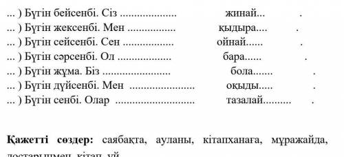 Апта күндерін ретімен жаз. Сөйлемдердітолықтыр надо сестрёнке ​