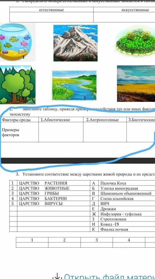 Заполните таблицу, приведя примеры воздействия тех или иных факторов на экосистему Факторы среды1.Аб