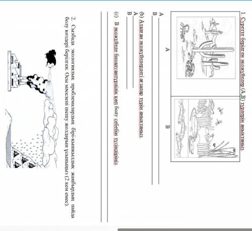 Суретте берілген экожүйелер (А.В) турлерін аныктаныз. ABAB(b) Аталган жожуйелердегі ағзалар түрін ан