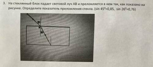 на Стеклянный блок падает световой луч AB и P равняется в нём показано на рисунке Определите показат