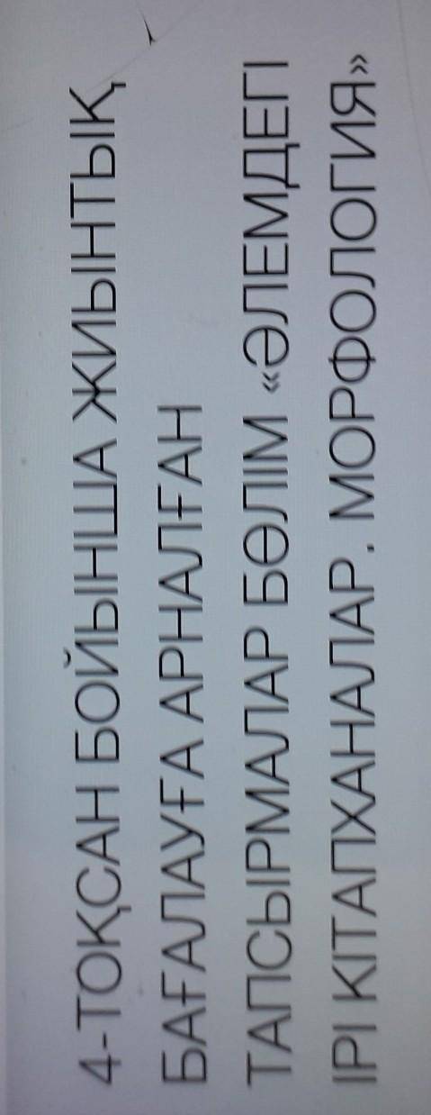 4-ТОҚСАН БОЙЫНША ЖИЫНТЫҚ БАҒАЛАУҒА АРНАЛҒАНТАПСЫРМАЛАР БӨЛІМ «ӘЛЕМДЕГІІРІ КІТАПХАНАЛАР. МОРФОЛОГИЯ» 