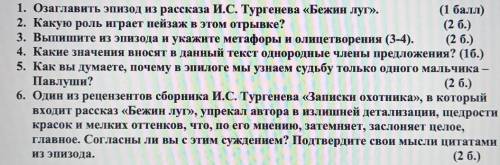 1. Озаглавить эпизод из рассказа И.С. Тургенева «Бежин луг». 2. Какую роль играет пейзаж в этом отры