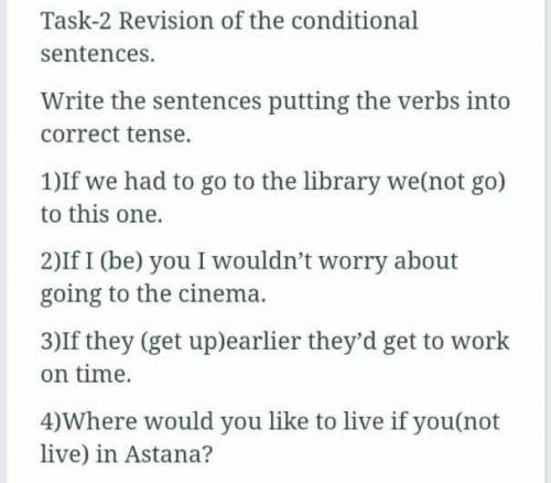 1)If we had to go to the library we (not go ) to this one. 2)If I (be) you I wouldn't worry abour go