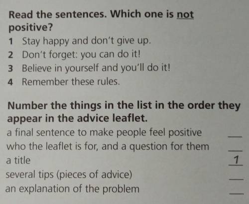 1 Read the sentences. Which one is NOT positive 2 Number the things in the list in the order they ap