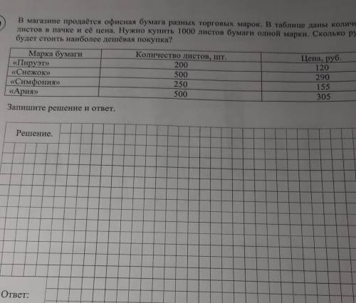 В магазине продается офисная бумага разных торговых марок можно купить 1000 листов одной бумаги одно