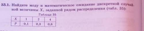Найдите моду и математическое ожидание дискретной случайной величины Х,заданной рядом распределения​