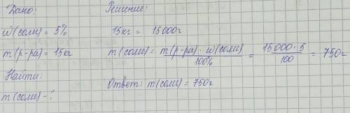 для засолювання томатів використовується 5%й розчин кухонної солі. обчисліть масу солі в грамах необ