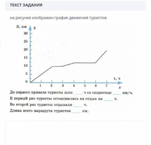 Текст задания: на рисунке изображен график движения туристов