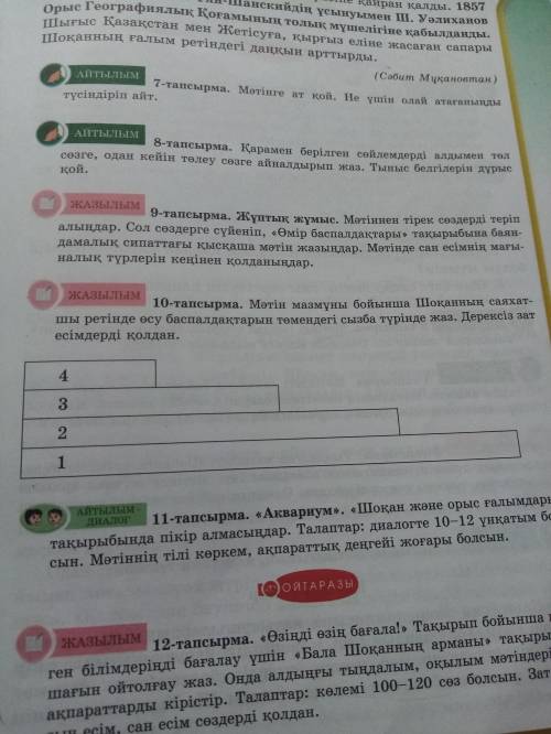 ЖЫЗЫЛЫМ 10-тапсырма. Мәтін мазмұны бойынша Шоқанның саяхатшы ретінде өсу баспалдақтарын төмендегі сы