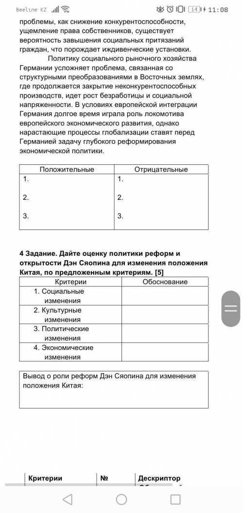 Дайте оценку политики реформ и открытости Дэн Сяопина для положения Китая, по предложенным критериям