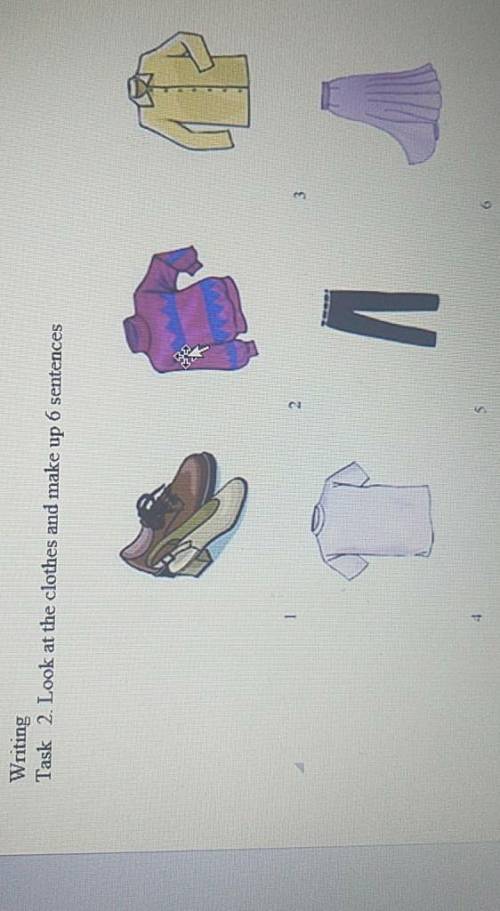 WritingTask 2. Look at the clothes and make up 6 sentences​