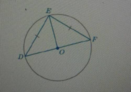 1. На рисунке треугольник DEF вписан в окружность, EO=6м. Найти угол DEF, угол EDOvи длину DF ​