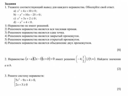 Суммативное оцениваение за раздел Неравенства​​