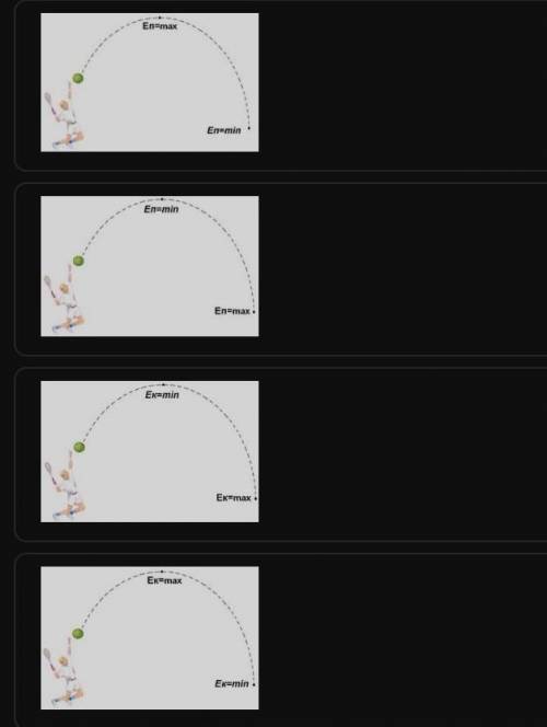 На рисунке изображена траектория теннисного мяча: а) Отметьте точки, в которых потенциальная энергия