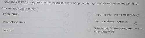 ТЕКСТ ЗАДАНИЯ Соотнесите пары: художественно- изобразительное средство и цитата, в которой оно встре