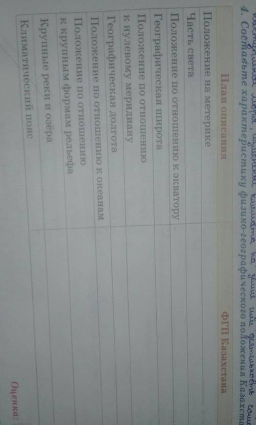 4. Составьте характеристику физико-географического положения Казахстана ​