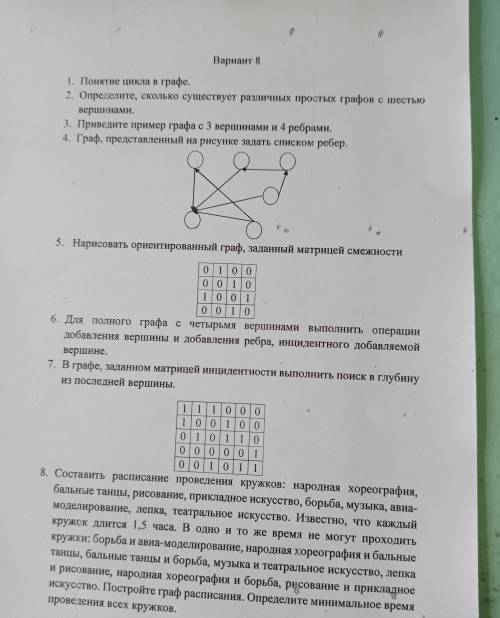 САМОСТОЯТЕЛЬНАЯ РАБОТА ПО ГРАФАМ