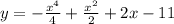 y = -\frac{x^{4} }{4} + \frac{x^{2} }{2} + 2x - 11