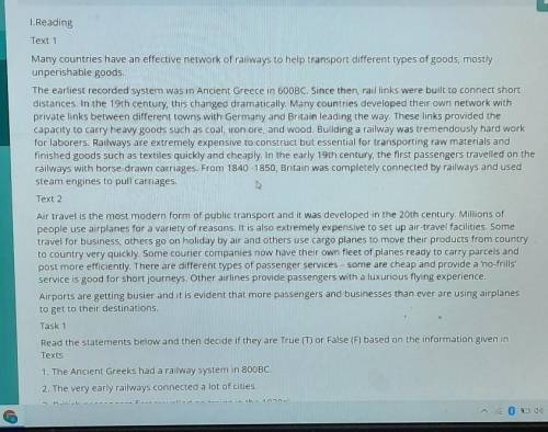 Task 1 Read the statements below and then decide if they are True (T) or False (F) based on the info