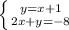 \left \{ {{y=x + 1} \atop {2x +y = -8}} \right.