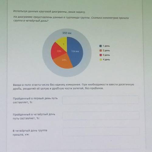 1й день:154км2й день:24%3й день:19%4й день:? ​