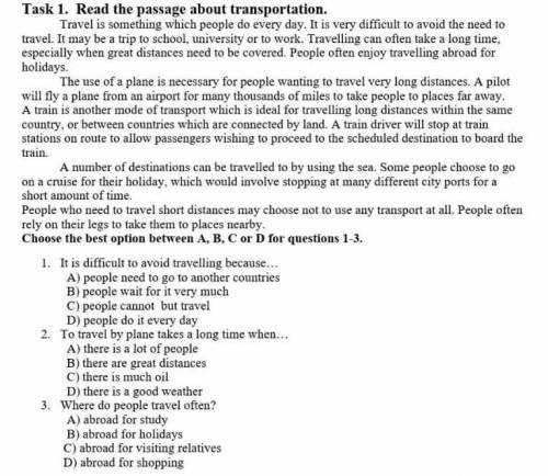 Task 1. Read the passage about transportation.​