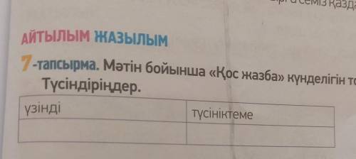 7-тапсырма мәтін бойынша қос жазба күнделігін толтыр түсіндір үзінді түсініктеме​