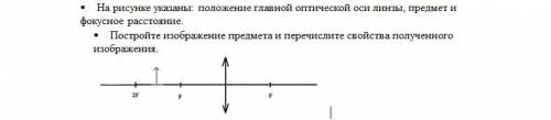 На рисунке указаны:положение главной оптической оси линзы,предмет и фокусное растояние СОЧОБА ЗАДАНИ