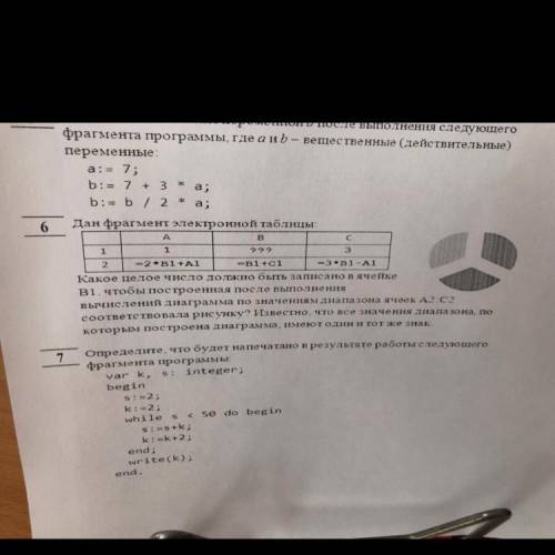 6задание C с 1 Дан фрагмент электронной таблицы: В ??? 3 2 -2в1+A1 В1 +C1 З В1 - А1 Какое целое числ