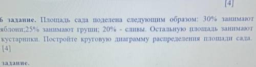 6 задание. Площадь сада поделена следующим образом: 30% занимают яблони;25% занимают груши, 20% слив