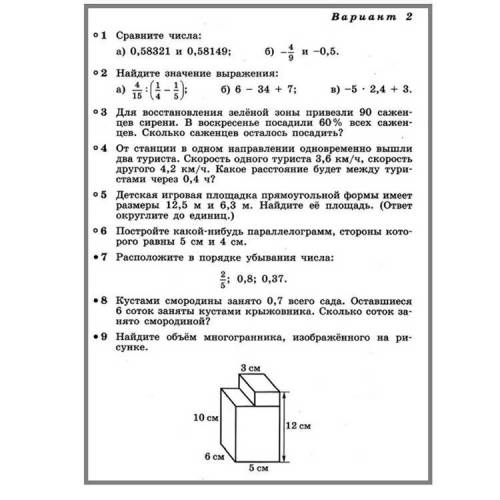 Математика 6 класс итоговая работа