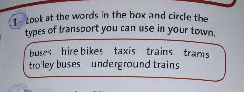 Look at the words in the box and circle the types of transport you can use in your town.