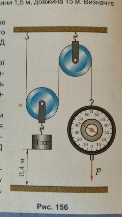 Визначте корисну роботу, виконану під час підйому вантажу на h (Мал. 156). Яку повну роботу довелося