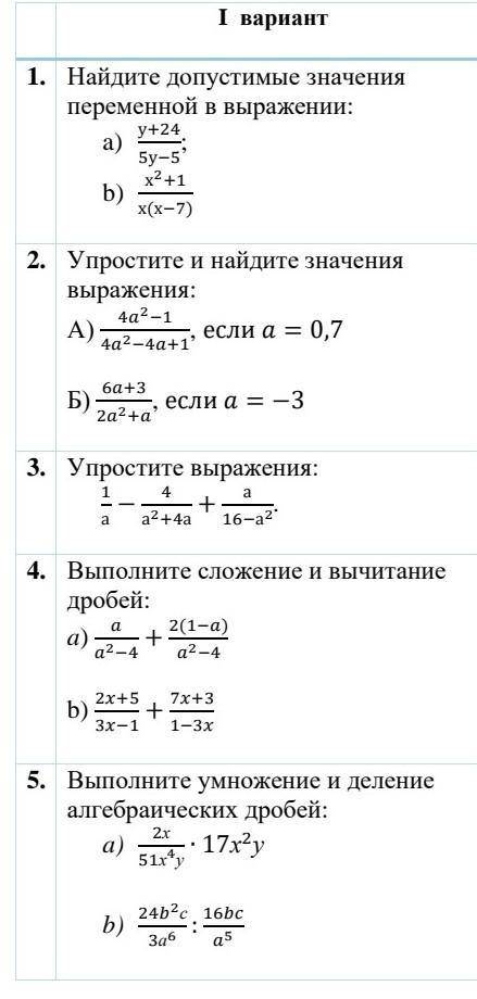 сор по Алгебре 4 Четверть 7 Класс​