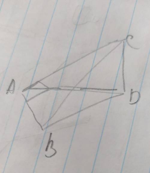 CD перпендикулярно (ABC), угол CAB = 90°. CD = 5 cm, AB = 2√5, угол между CB и (ABD) = 45°. найти уг