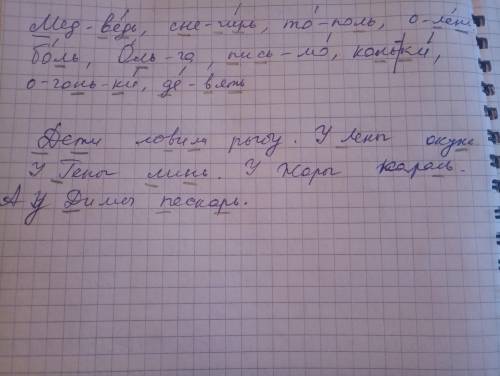 КАРТОЧКА 17. 1).Спиши. Раздели слова на слоги, поставь ударение. Подчеркни мягкие согласные.Медведь,