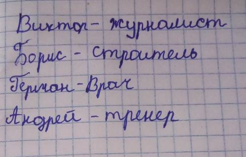 ТЫ ИССЛЕДОВАТЕЛЬ Реши задачу.7Андрей, Борис, Виктор и Герман - друзья. Один из них - врач,журналист,