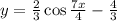 y = \frac{2}{3} \cos \frac{7x}{4} - \frac{4}{3}