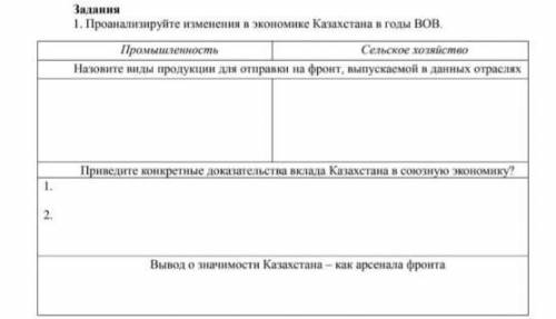 Проанализируйте изменение в эканомики Казахстана в годы вов ​